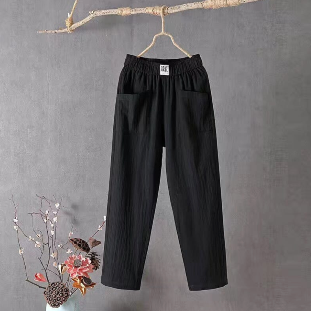 Casual Broek met Elastische Taille en Zakken voor Dames | Ideaal voor Warme Dagen