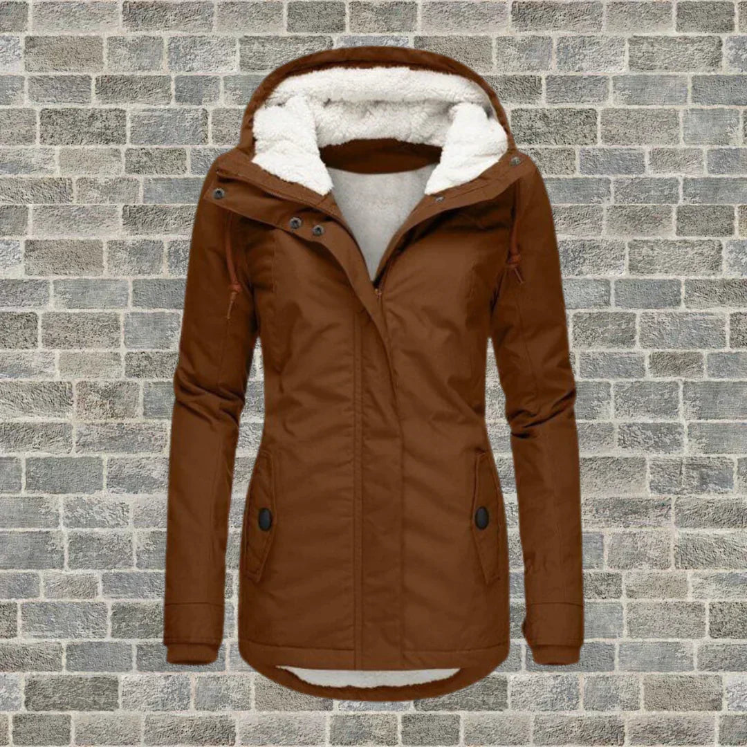 Elegante Dames Winterjas – Comfortabele Middellange Jas met Praktische Zakjes