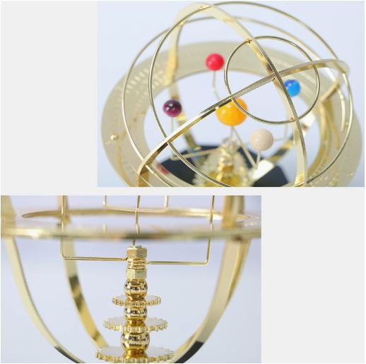 BowLift | Grand Orrery Model Handgemaakte Mechanische Messing Zonnestelsel Replica (5 Planeten)