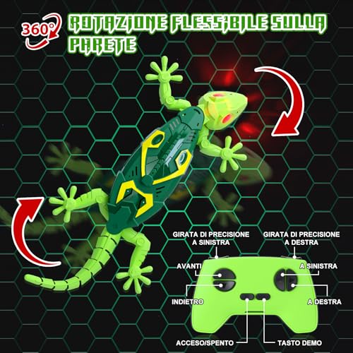 GecoFun Afstandsbediening Hagedis | Interactieve hagedis met heldere LED-ogen en realistische bewegingen voor kinderen vanaf 3 jaar