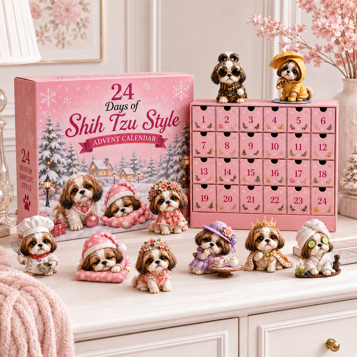 Christmas Shih Tzu Adventskalender – 24 Unieke Verzamelitems voor Hondenliefhebbers