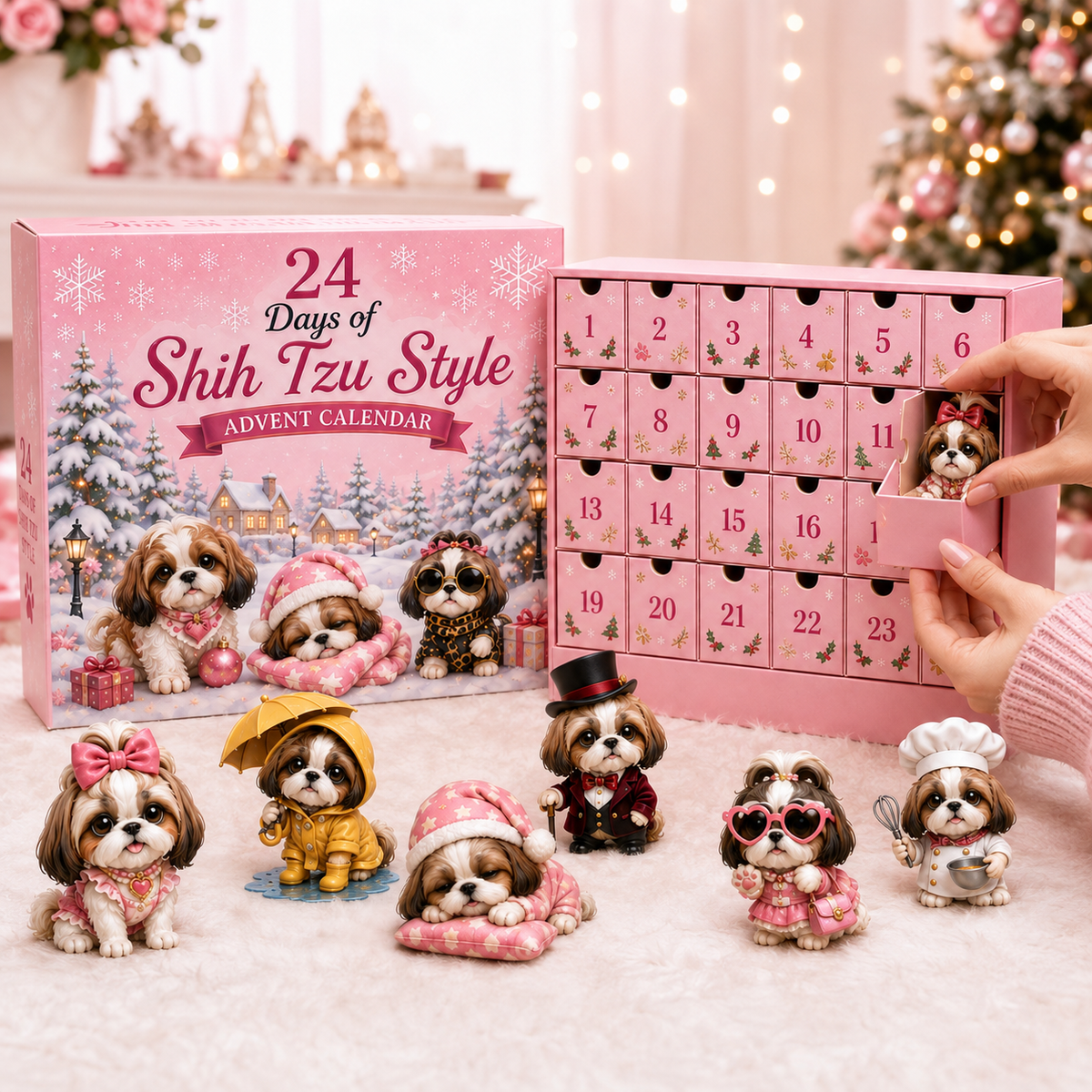 Christmas Shih Tzu Adventskalender – 24 Unieke Verzamelitems voor Hondenliefhebbers