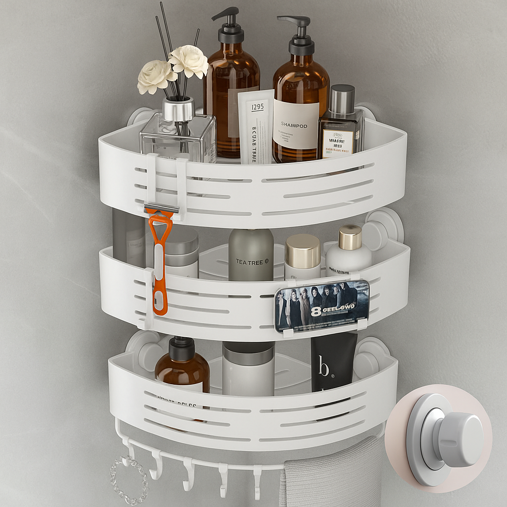 CaddyCraft Driehoekige Douch Organizer | Maximaliseer ruimte met een stijlvolle, veelzijdige caddy