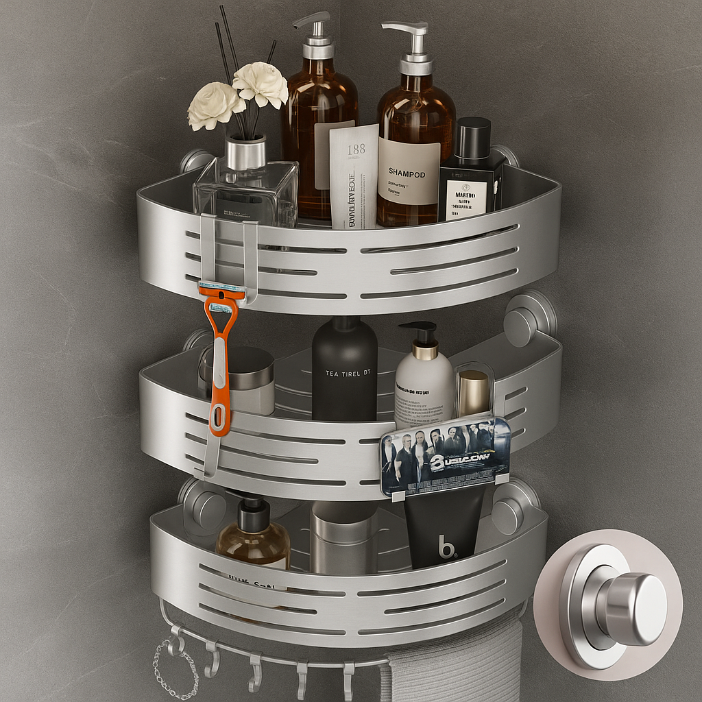 CaddyCraft Driehoekige Douch Organizer | Maximaliseer ruimte met een stijlvolle, veelzijdige caddy