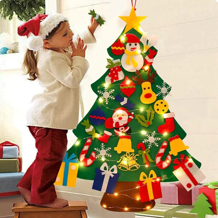 Montessori Vilt Kerstboom met Lichtjes