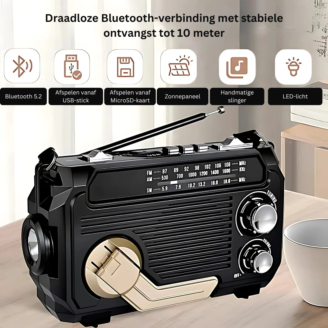 Serein | Noodradio met Powerbank – elegant ontwerp – hoog-fidelity geluid – oplaadbaar