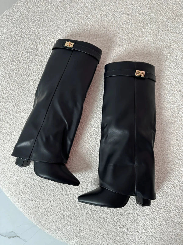 Dames Hakkenlaarzen Elegante PU-leer Blokhak