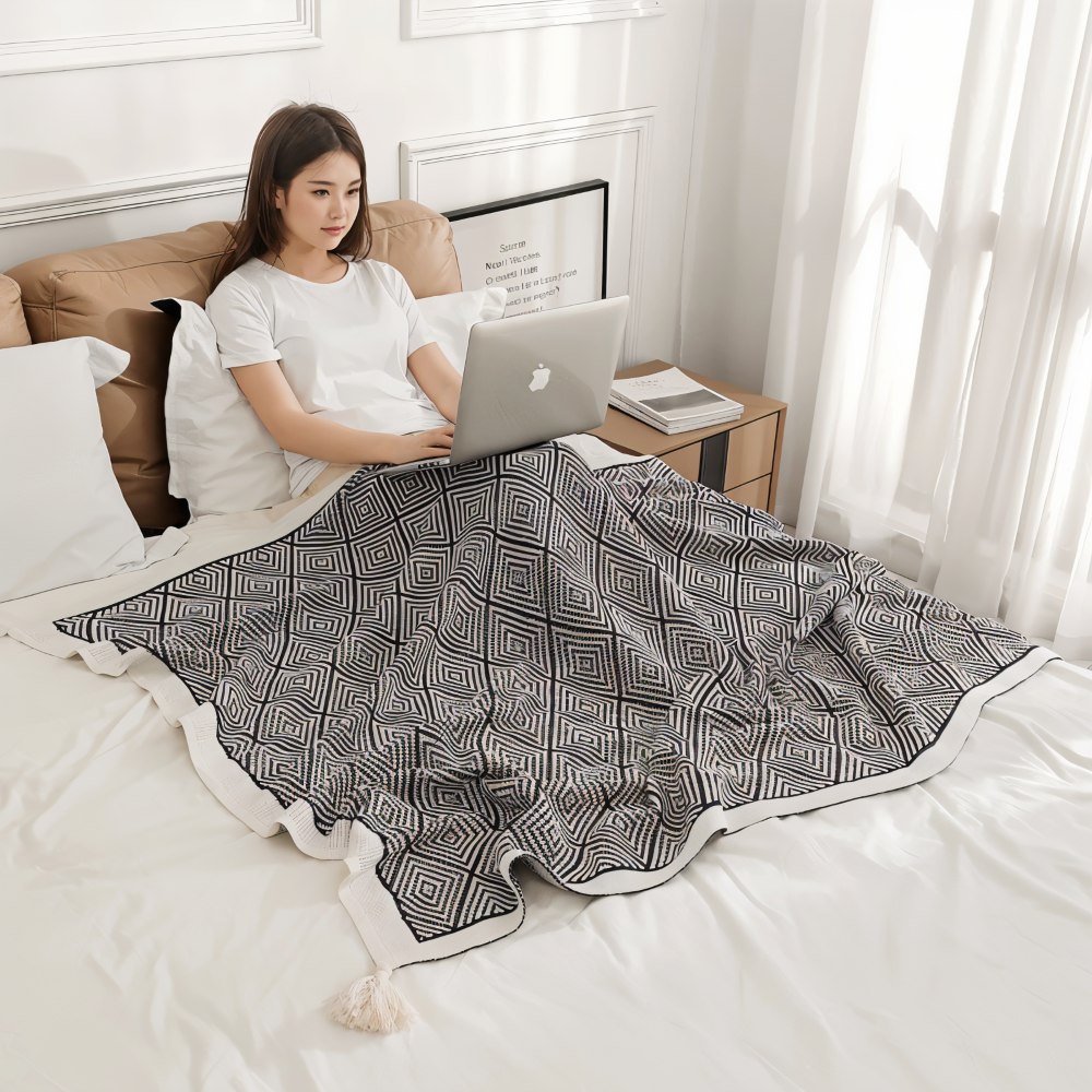 GeoComfort Fleece-Dekens – Zacht, licht polyester met moderne print