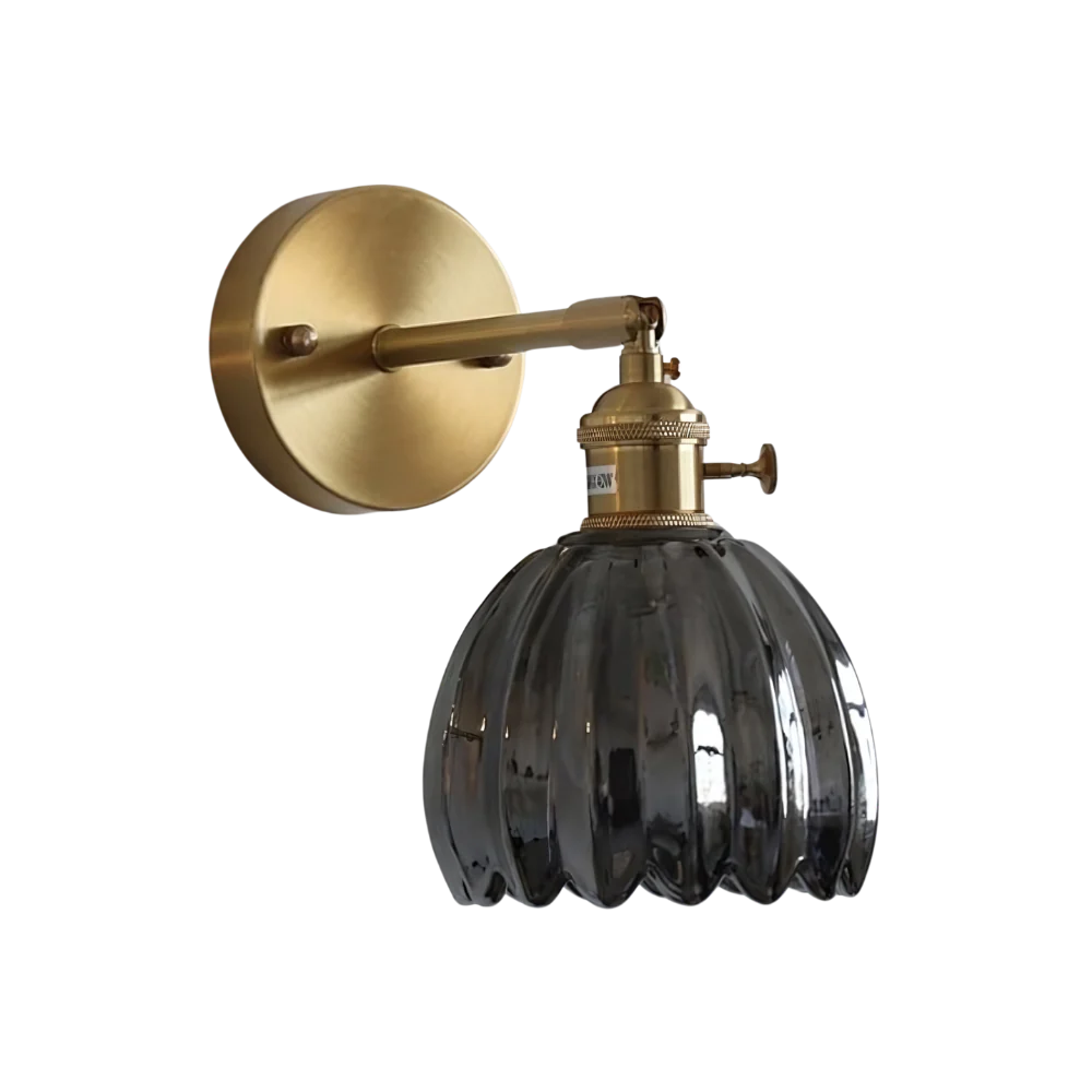 Vintage Messing Tulpen Glas Wandlamp 1-Licht