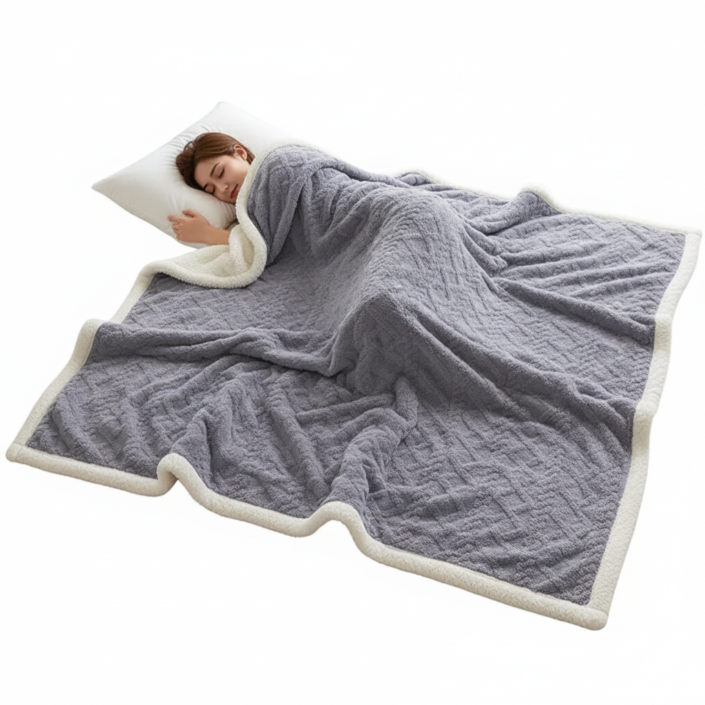 WarmThuis Winterdeken – Luxe Lamswol Fleece Deken met Dubbelzijdig Ontwerp
