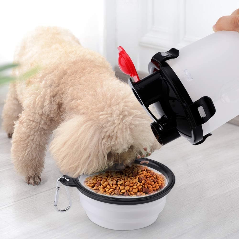 Trinkfles PawSip 2-in-1 | Voor Honden | Met Snackvak & Terugloopfunctie | BPA-vrij & Lekvrij