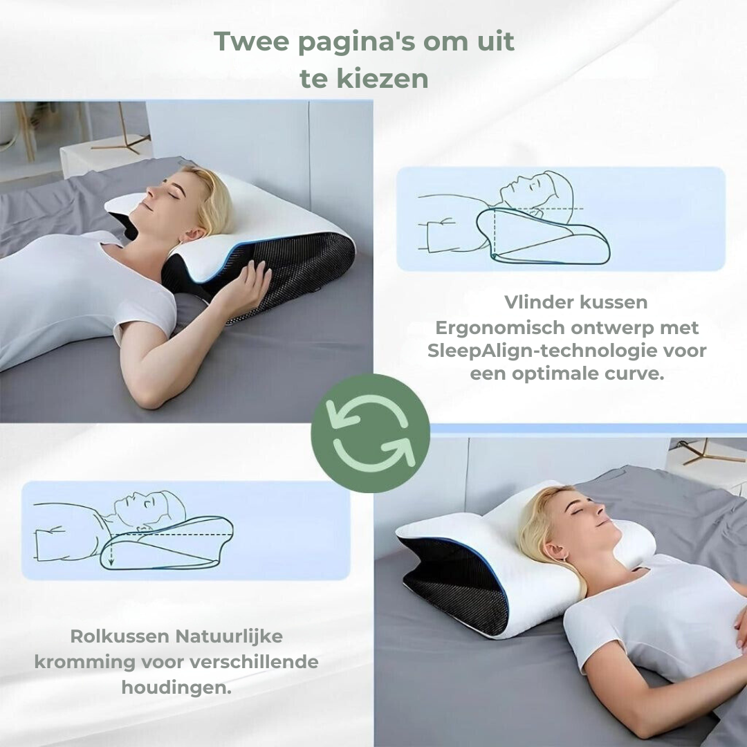 DreamAlign Orthopedisch Kussen – Luxe Geheugenschuim Kussen voor Nekpijn & Alle Slaapposities