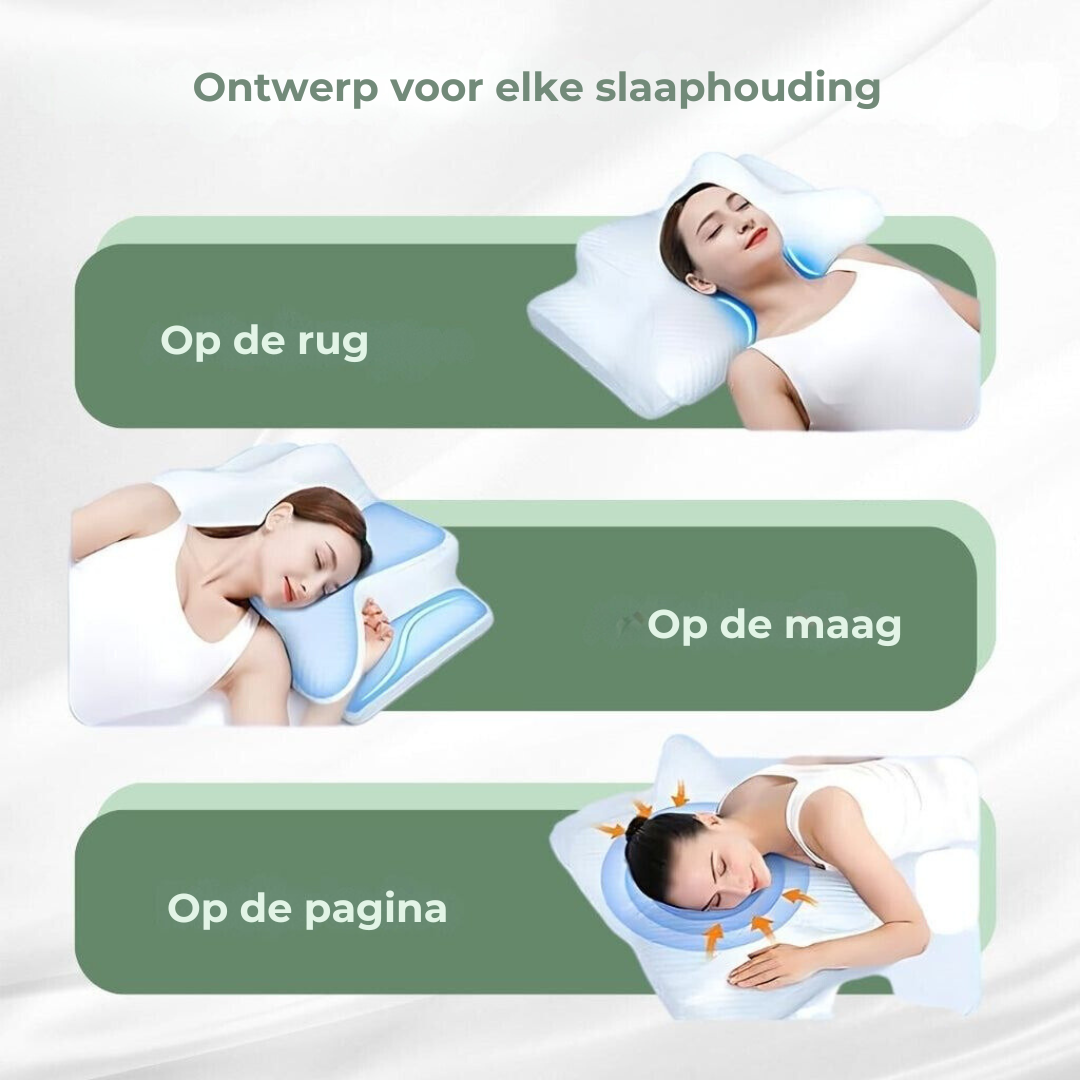 DreamAlign Orthopedisch Kussen – Luxe Geheugenschuim Kussen voor Nekpijn & Alle Slaapposities