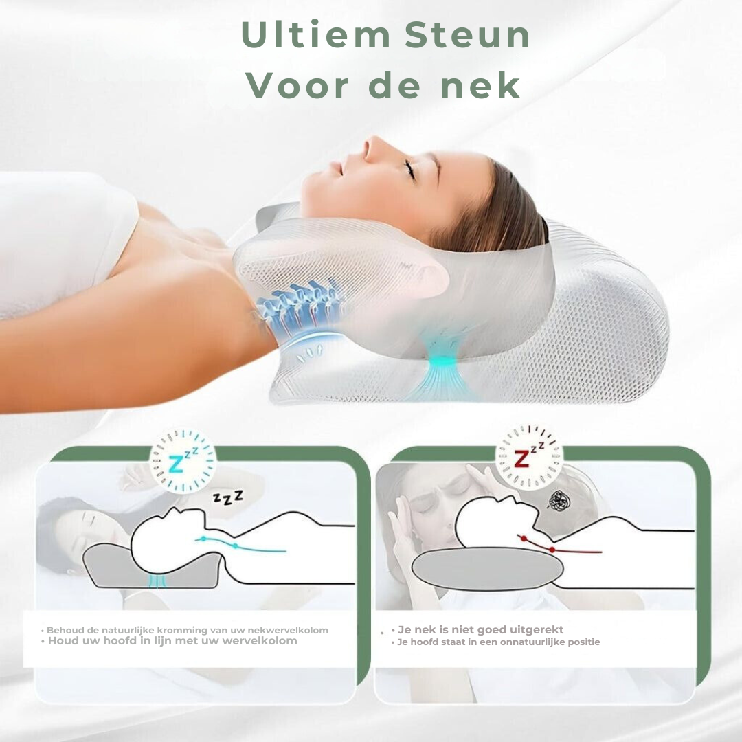 DreamAlign Orthopedisch Kussen – Luxe Geheugenschuim Kussen voor Nekpijn & Alle Slaapposities