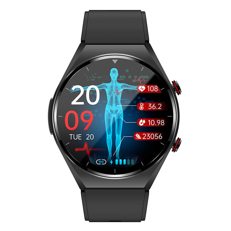 Een-Klik Bloedglucose|Bloedglucose Bloeddruk EKG|EKG HRV Hartslagmonitor Gezondheids-Smartwatch