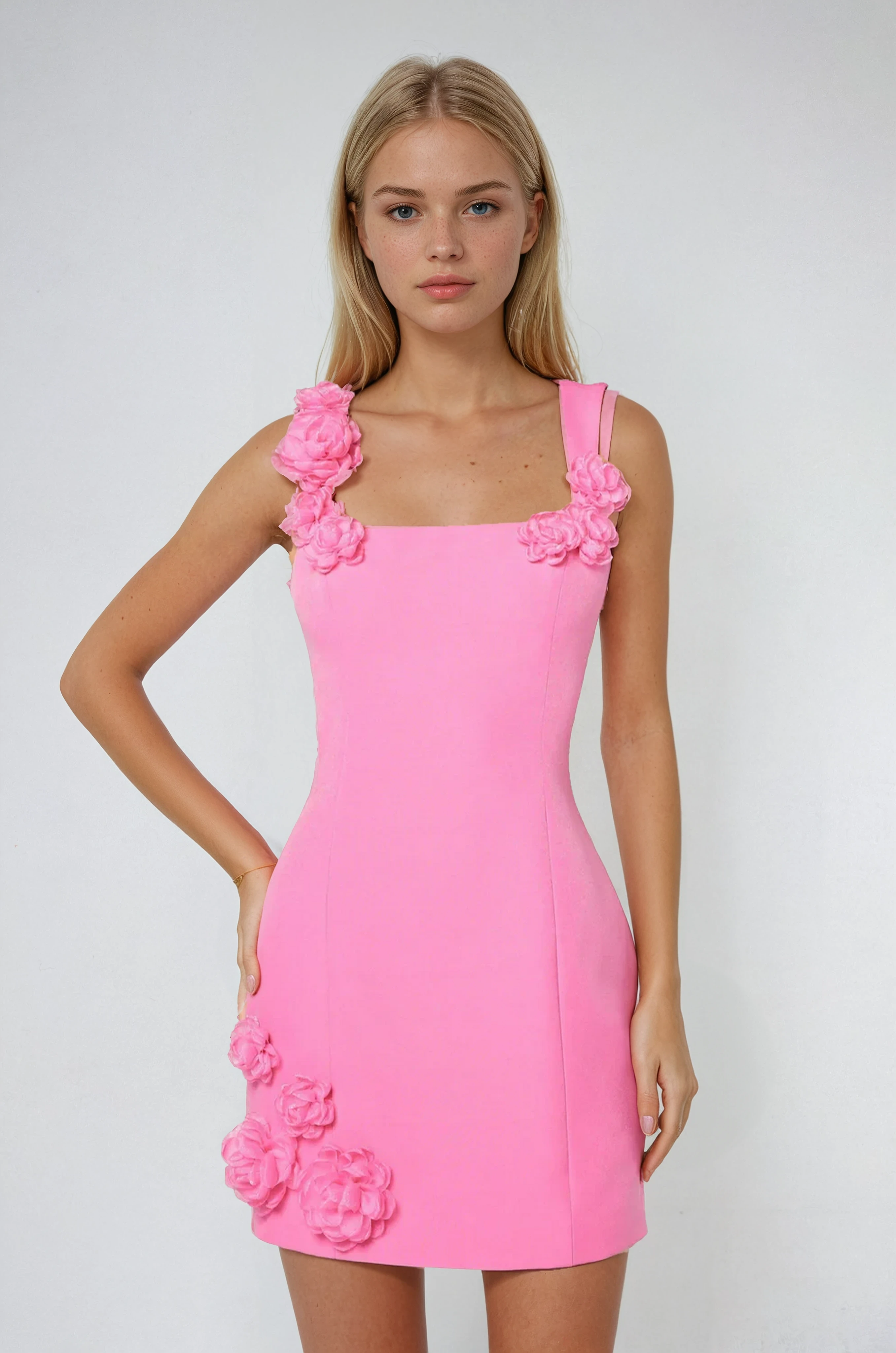 BlossomCharm Zomer Mini-jurk | Elegante Bloemapplicatie voor een Casual Look