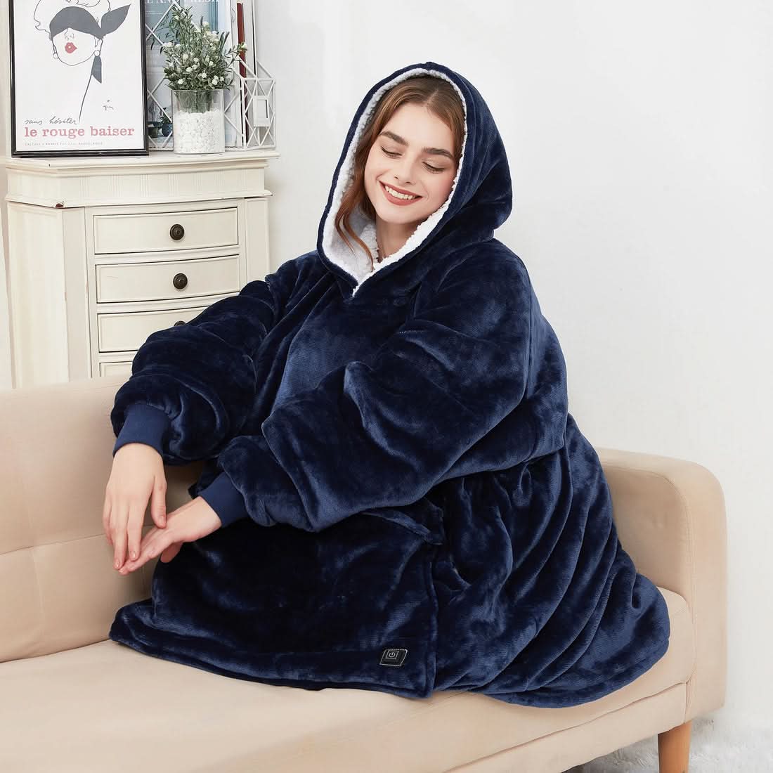 USB Verwarmde Hoodie Deken – Zachte Elektrische Draagdeken voor Gezellig Thuiscomfort