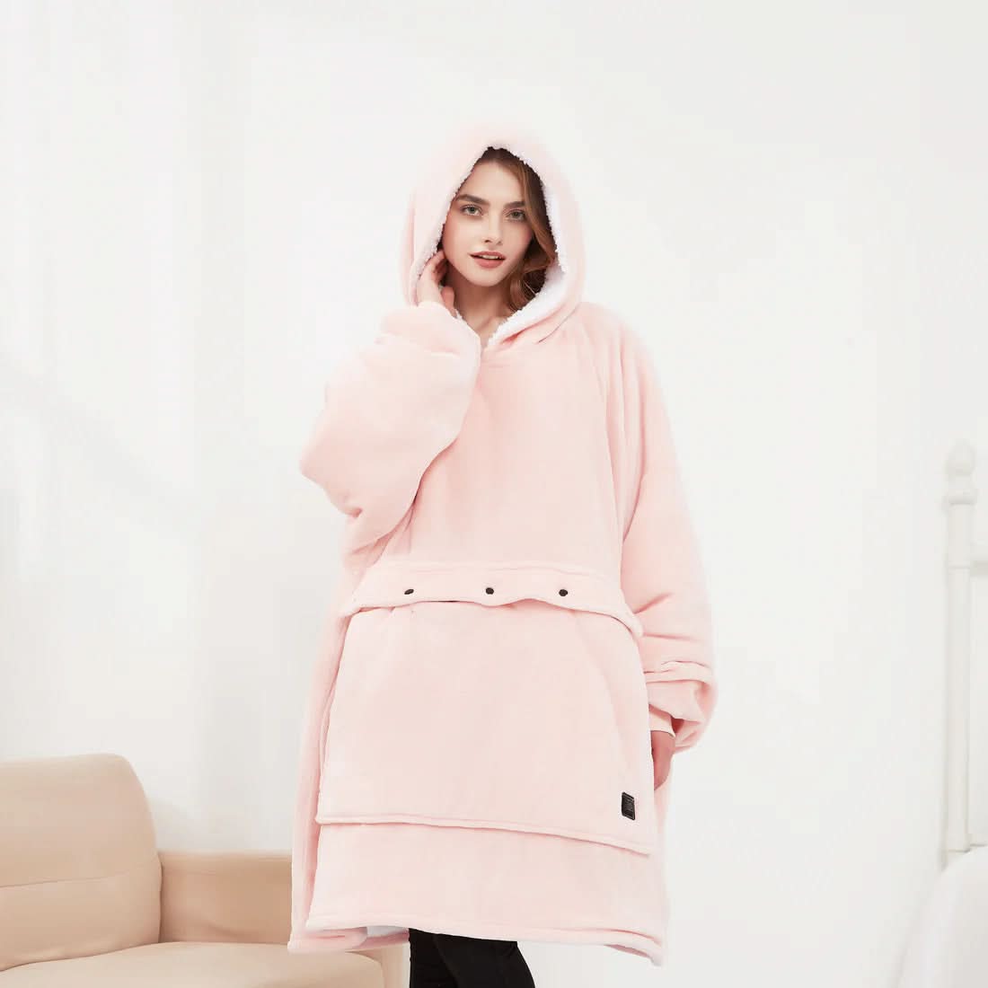 USB Verwarmde Hoodie Deken – Zachte Elektrische Draagdeken voor Gezellig Thuiscomfort