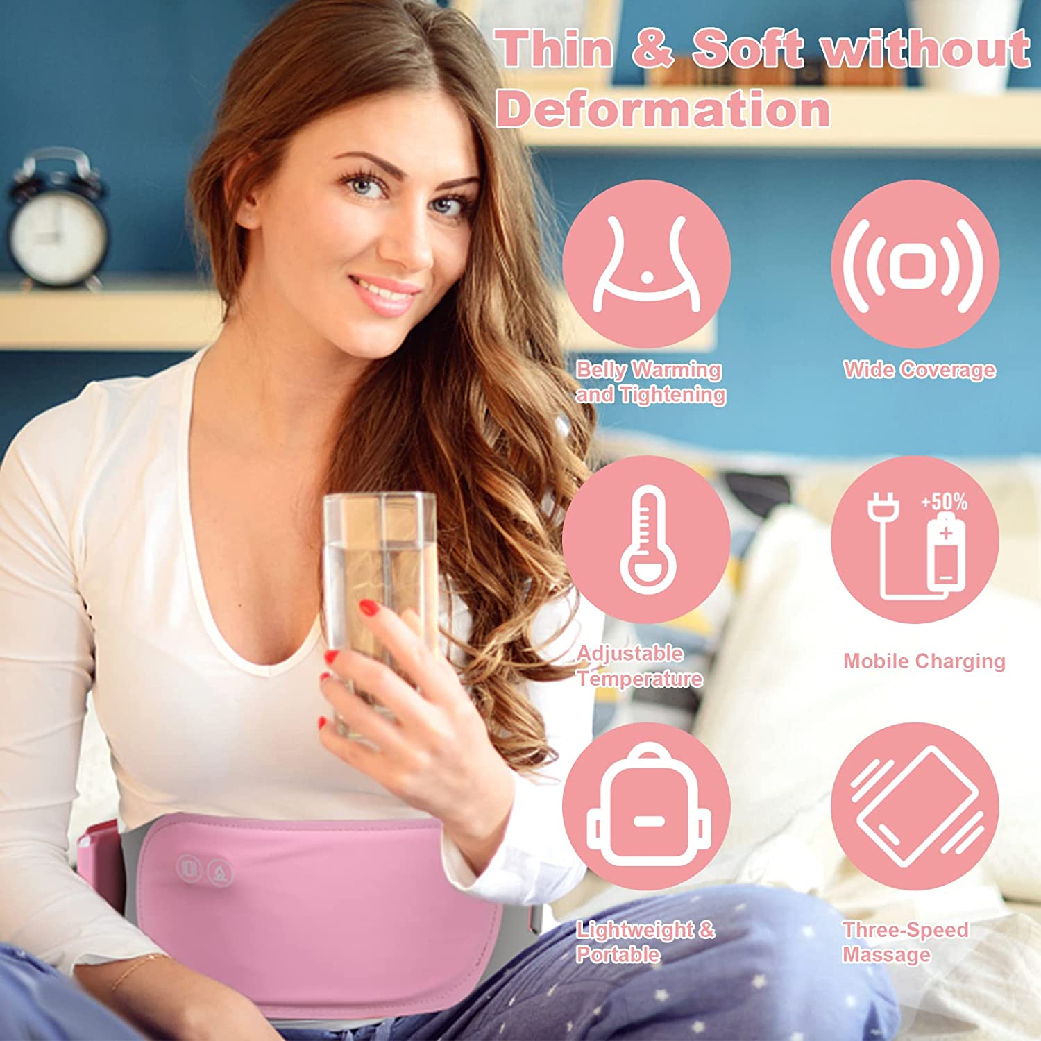 Draadloze Elektrische Warmtepad voor Krampen met Grafiet Technologie & Vibratietherapie