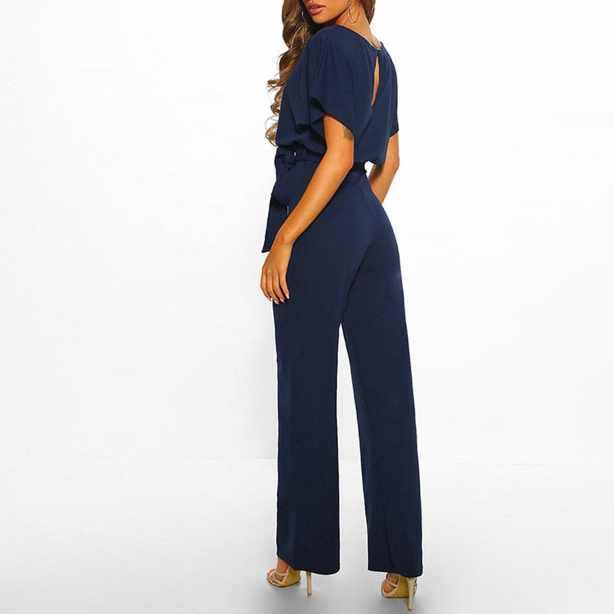 Viola | Dames Casual Korte Mouwen Jumpsuit met Ceintuur
