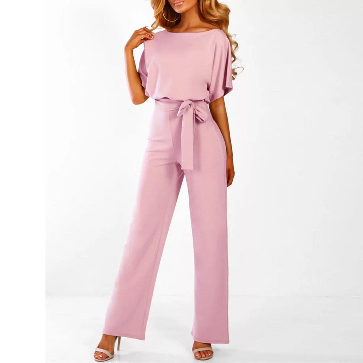 Viola | Dames Casual Korte Mouwen Jumpsuit met Ceintuur