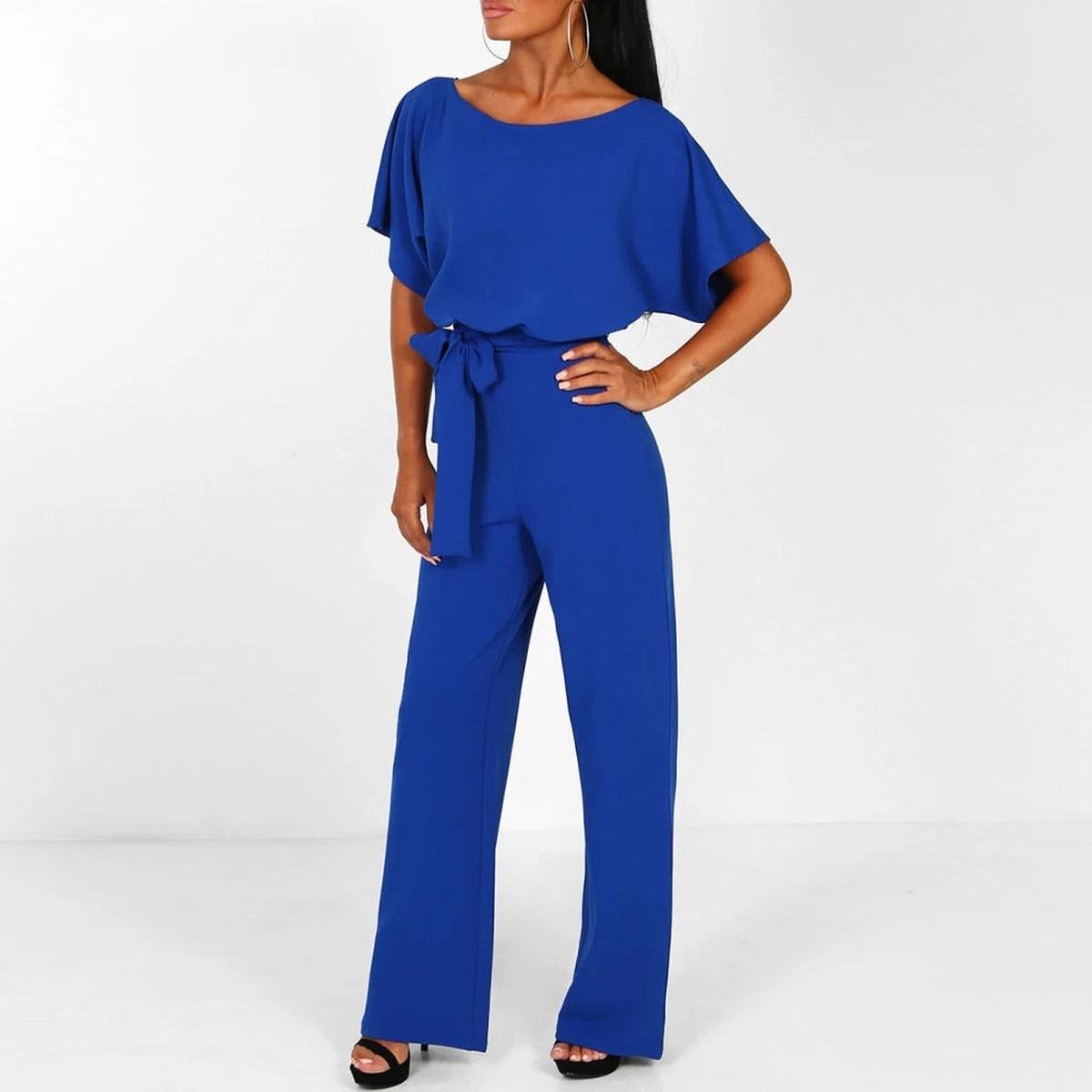 Viola | Dames Casual Korte Mouwen Jumpsuit met Ceintuur