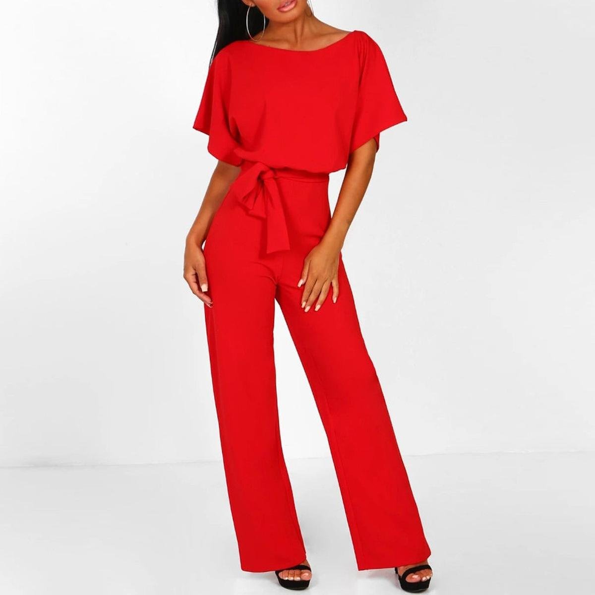 Viola | Dames Casual Korte Mouwen Jumpsuit met Ceintuur