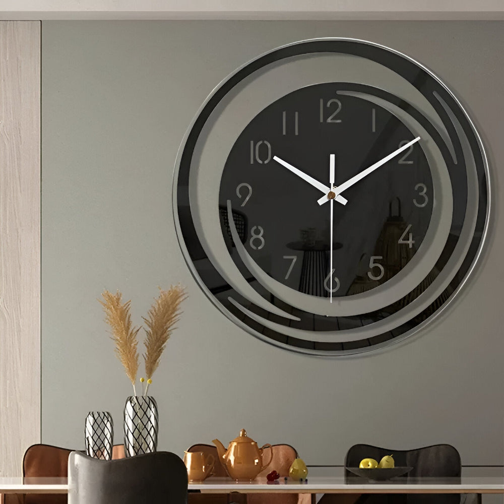 Sorana - Moderne Zwarte Acryl Wandklok In Scandinavisch Design 30 cm