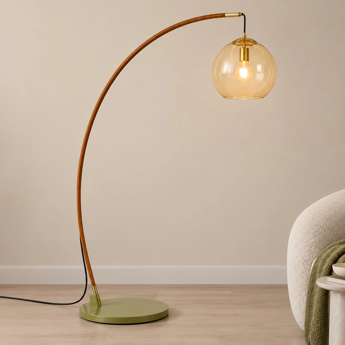Moderne Glazen Vloerlamp – Elegante Designverlichting met Glazen Lampenkap