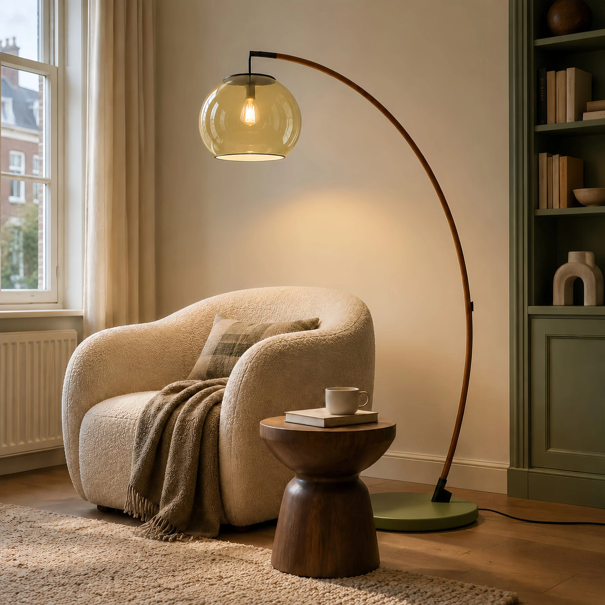Moderne Glazen Vloerlamp – Elegante Designverlichting met Glazen Lampenkap