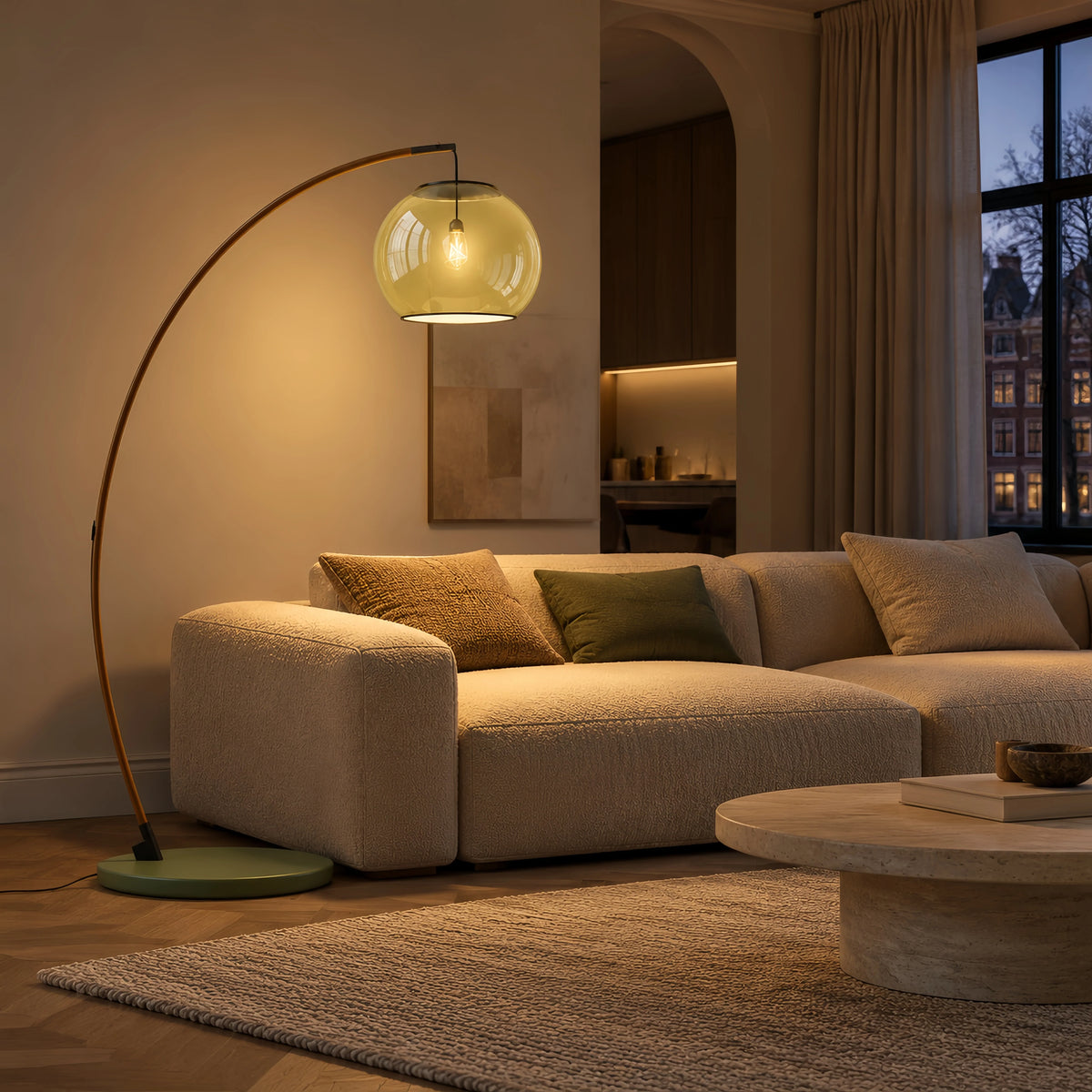 Moderne Glazen Vloerlamp – Elegante Designverlichting met Glazen Lampenkap