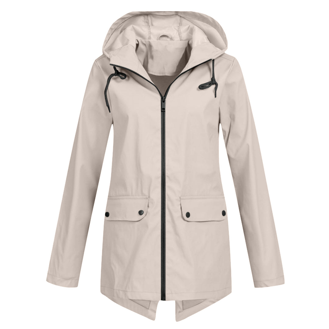 Lange Dames Regenjas met Capuchon – Waterdichte Jas voor Regenachtig Weer
