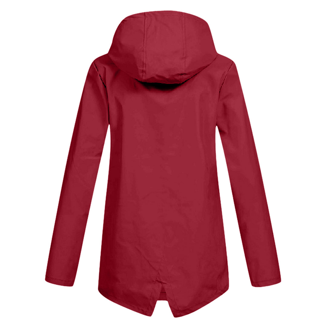 Lange Dames Regenjas met Capuchon – Waterdichte Jas voor Regenachtig Weer