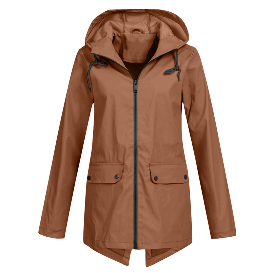 Lange Dames Regenjas met Capuchon – Waterdichte Jas voor Regenachtig Weer