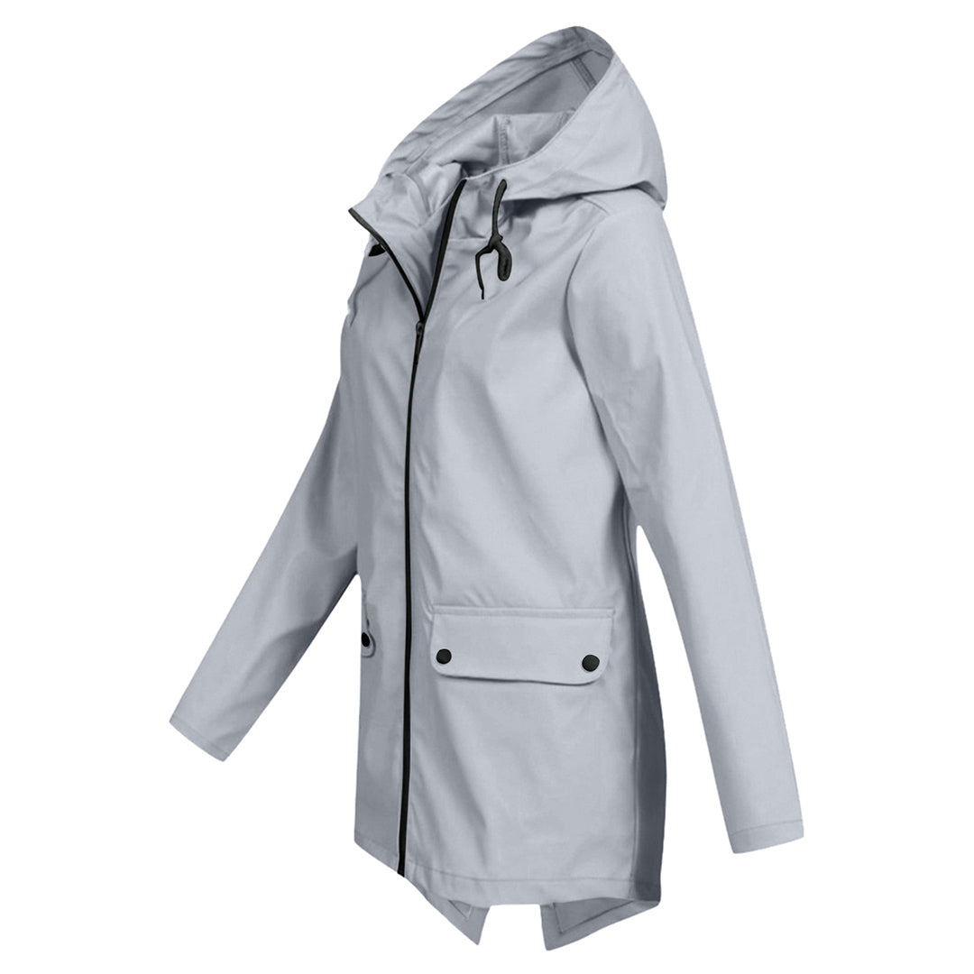 Lange Dames Regenjas met Capuchon – Waterdichte Jas voor Regenachtig Weer