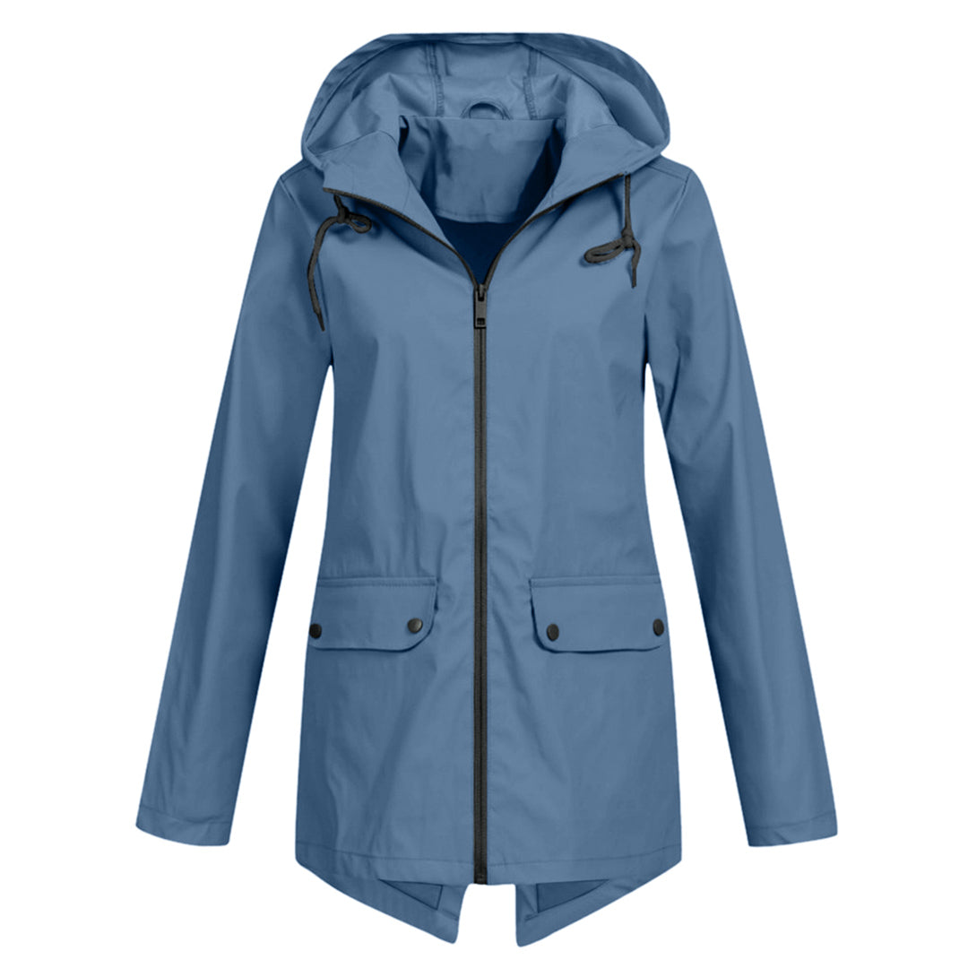 Lange Dames Regenjas met Capuchon – Waterdichte Jas voor Regenachtig Weer