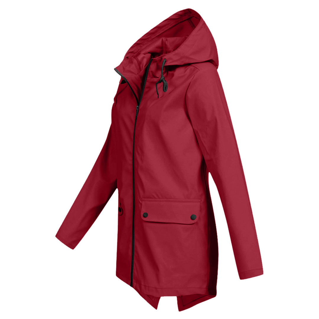 Lange Dames Regenjas met Capuchon – Waterdichte Jas voor Regenachtig Weer
