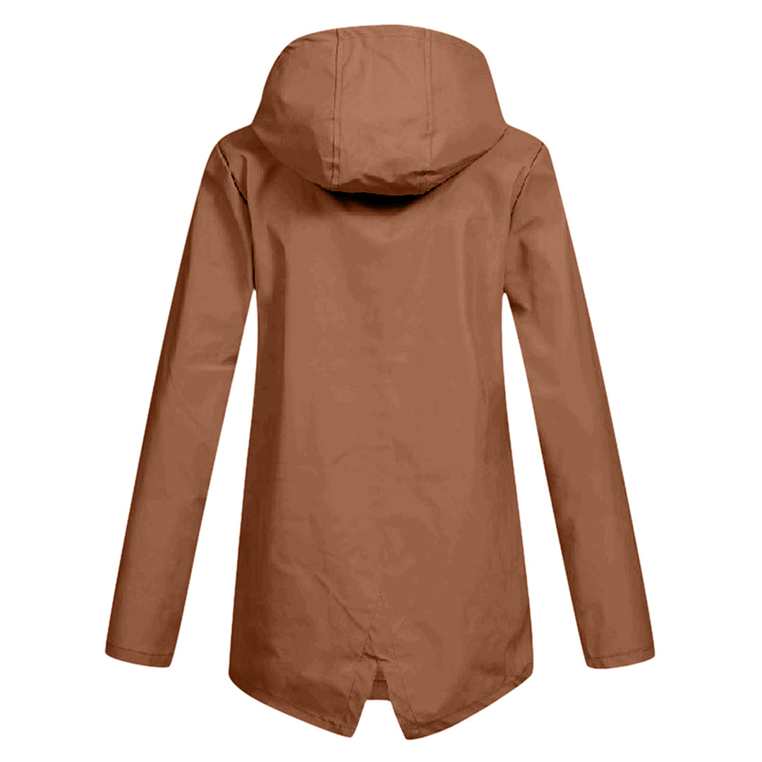 Lange Dames Regenjas met Capuchon – Waterdichte Jas voor Regenachtig Weer