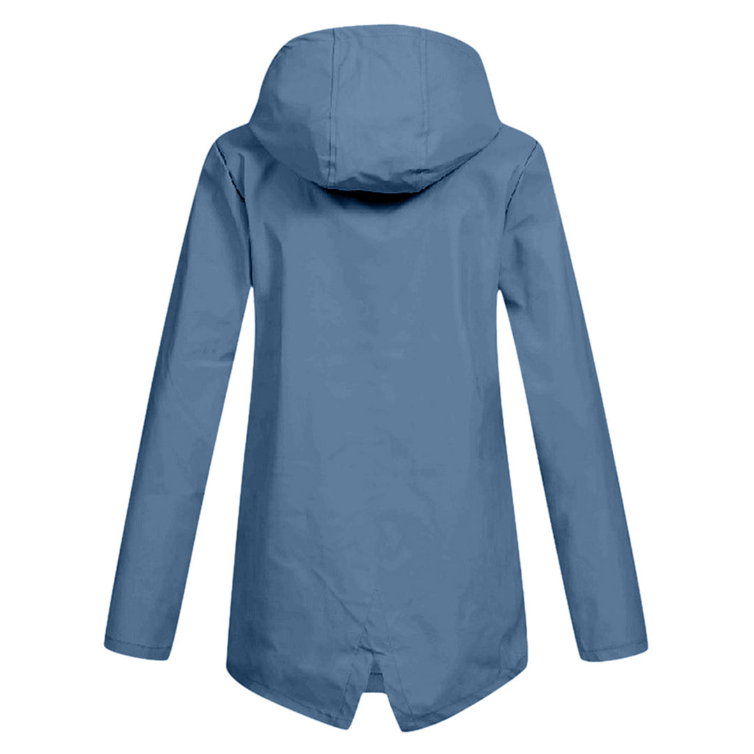 Lange Dames Regenjas met Capuchon – Waterdichte Jas voor Regenachtig Weer