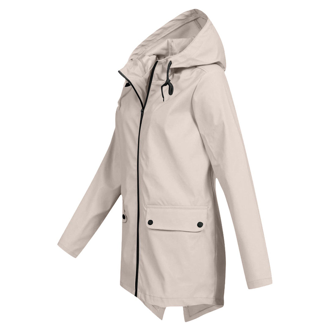 Lange Dames Regenjas met Capuchon – Waterdichte Jas voor Regenachtig Weer