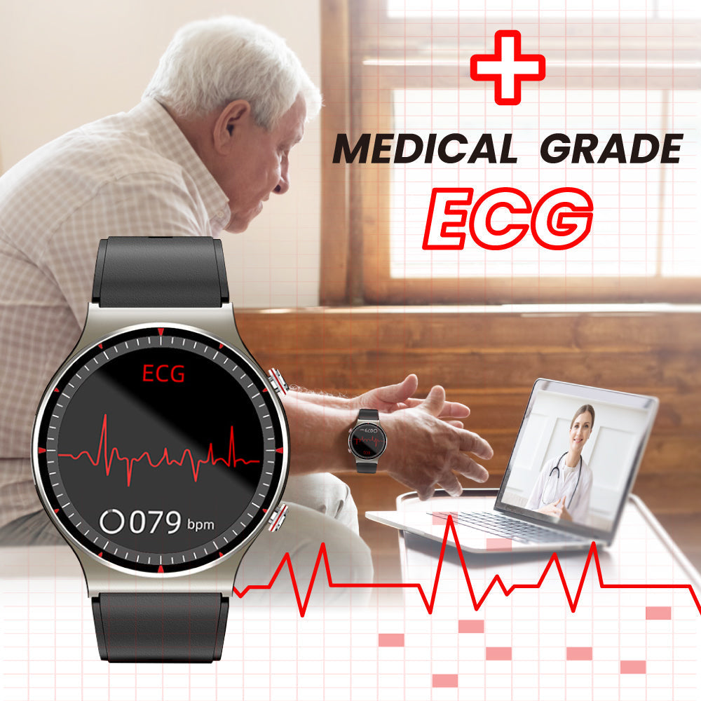 Medische EKG-Smartwatch | CFDA-gecertificeerd | 512Hz Hoogprecisie Biosensor | SpO2- & Hartslagmonitoring | AI-gebaseerde Ademhalingsanalyse | IP67 Waterdicht