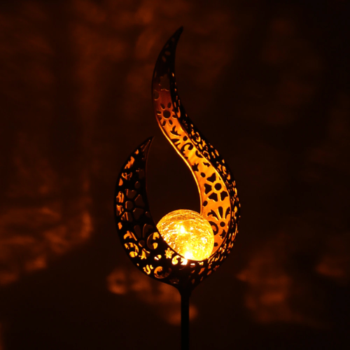 GardenLuxe | Solar lamp van metaal met warm LED-licht voor de tuin
