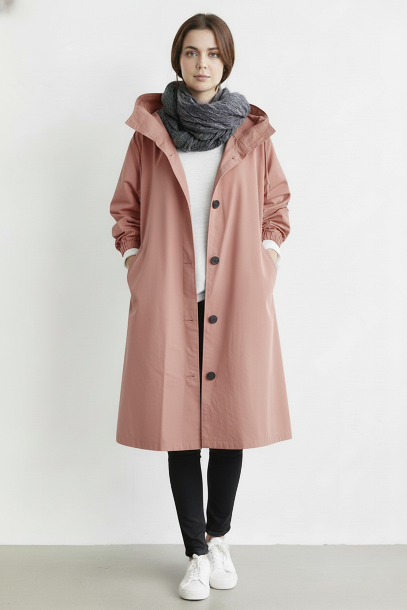 Wind- en waterdichte trenchcoat voor vrouwen – Met capuchon voor herfst en winter