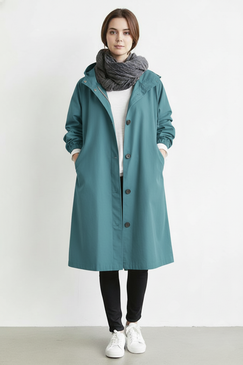 Wind- en waterdichte trenchcoat voor vrouwen – Met capuchon voor herfst en winter