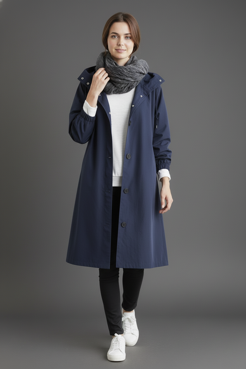 Wind- en waterdichte trenchcoat voor vrouwen – Met capuchon voor herfst en winter