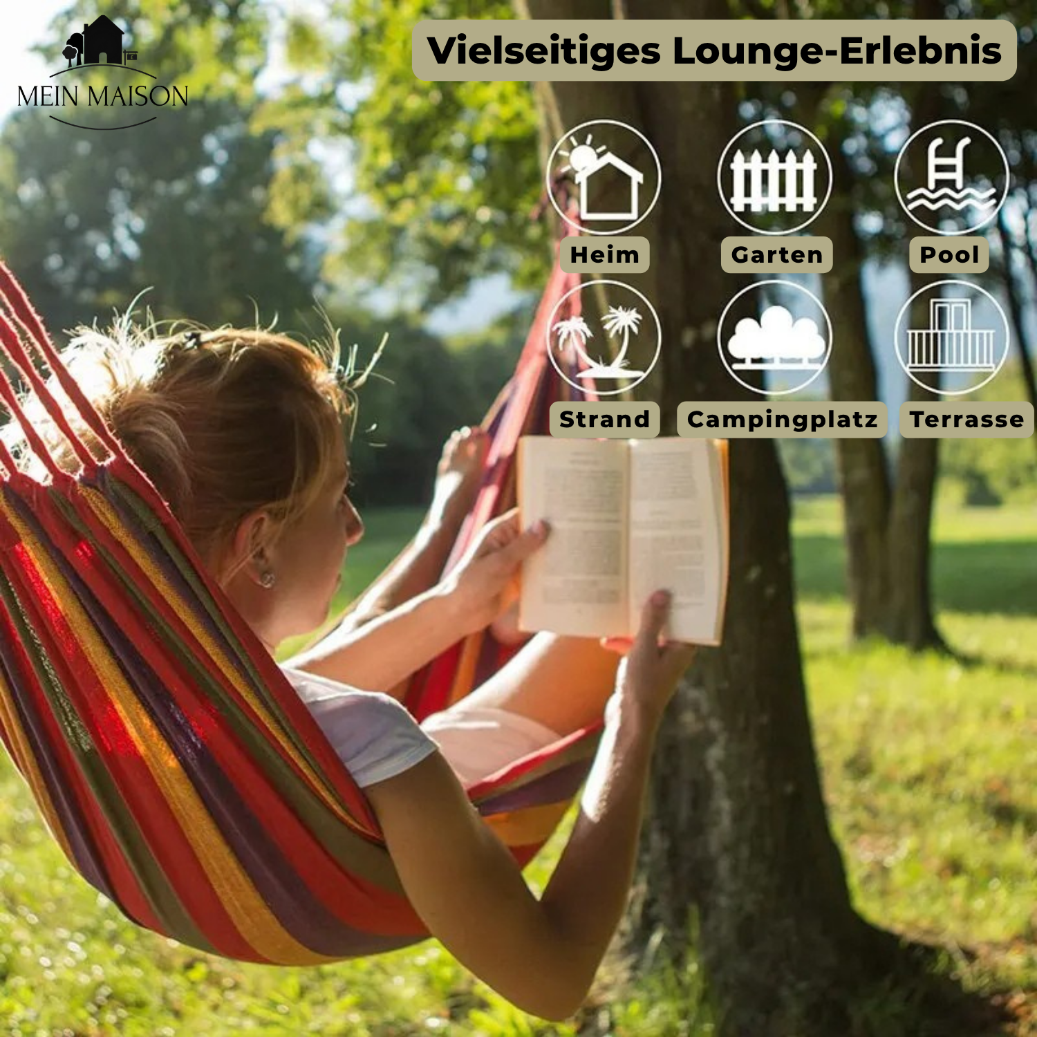 RelaxoLounge Hangmat Van Duurzaam Canvas Met Antislipontwerp, Draagvermogen 200 kg