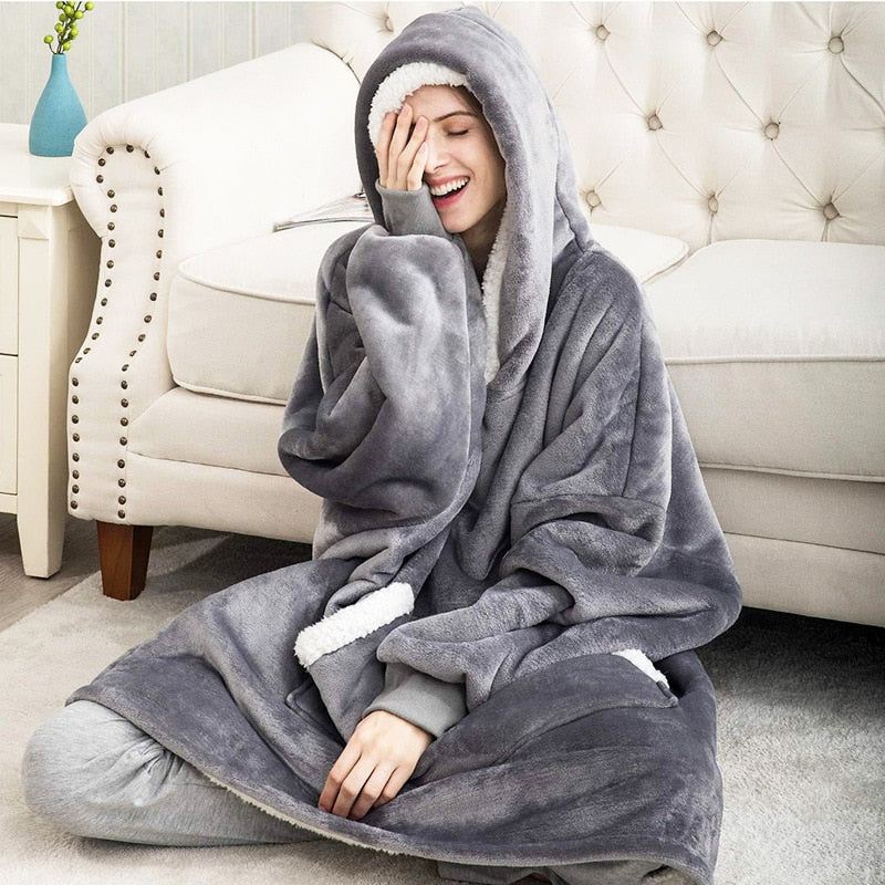 Ultra-zachte fleece- en woldeken met capuchon voor comfort en warmte thuis