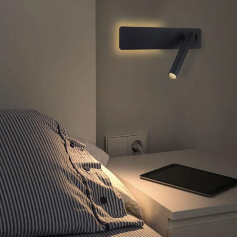 Draaibare LED- leeswandlamp voor het bed
