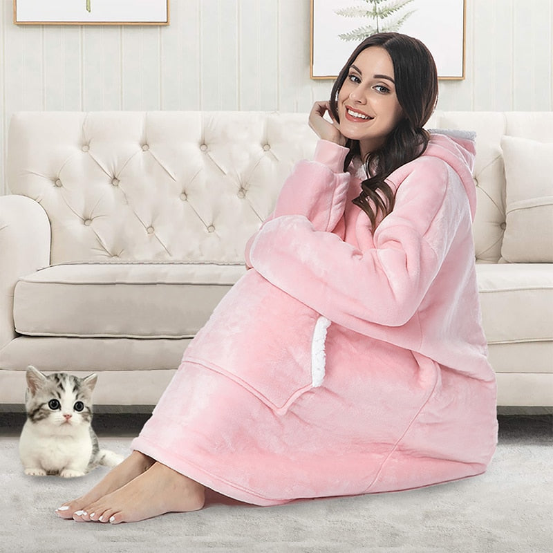 Ultra-zachte fleece- en woldeken met capuchon voor comfort en warmte thuis