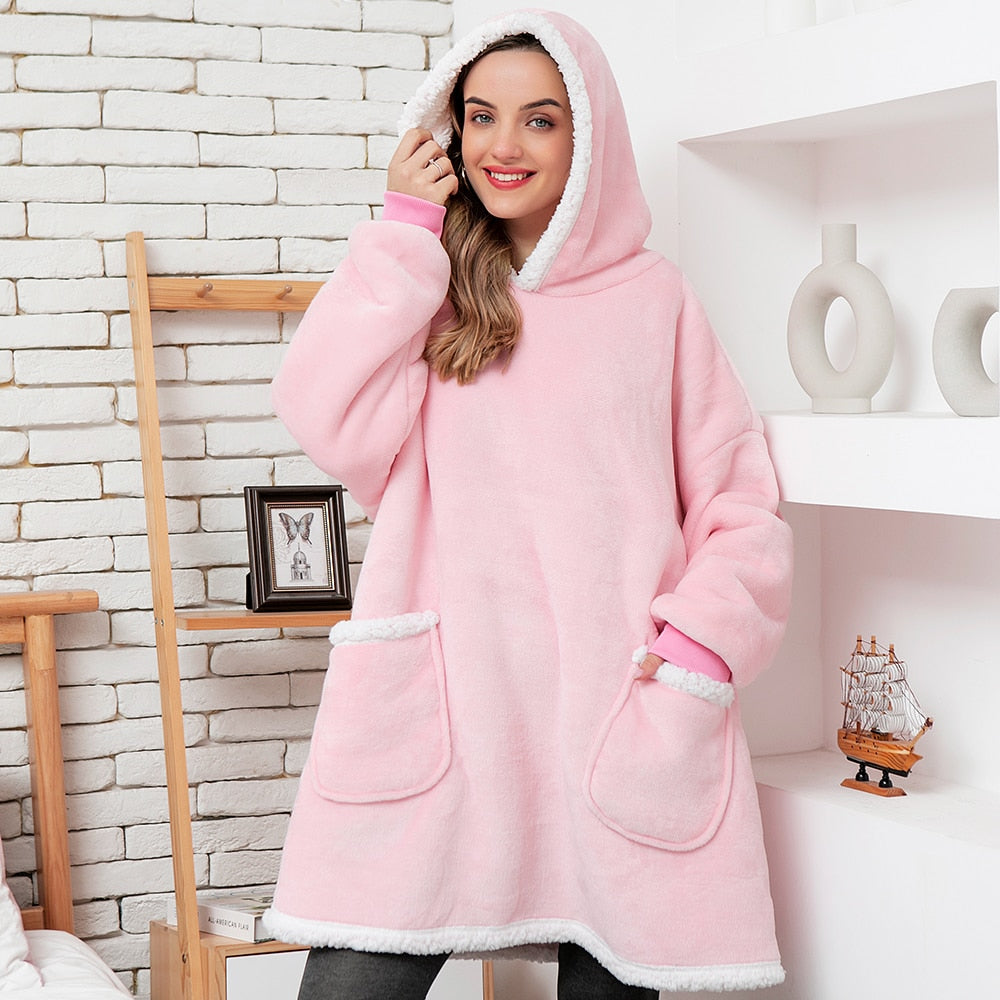 Ultra-zachte fleece- en woldeken met capuchon voor comfort en warmte thuis